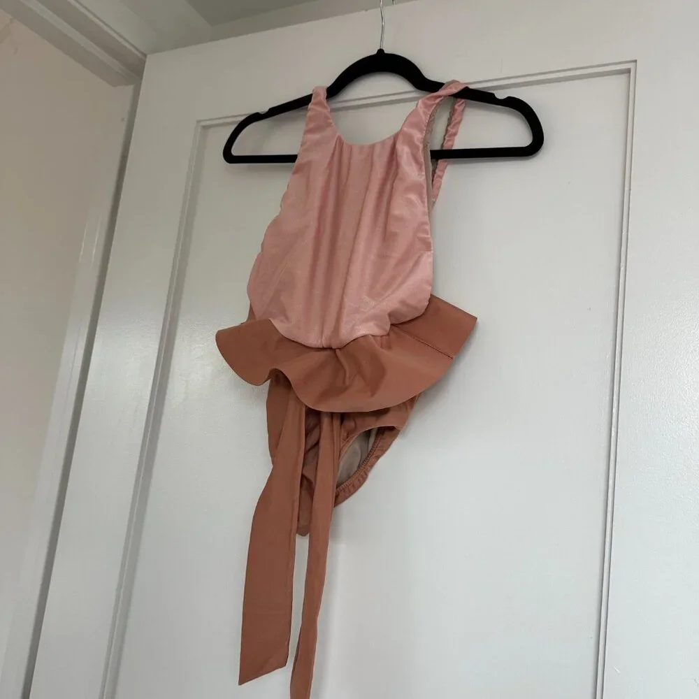 Adriana Degreas Clochard One Piece Swimsuit Bicolor Light Pink Paperbag Waist - Picture 5 of 10
